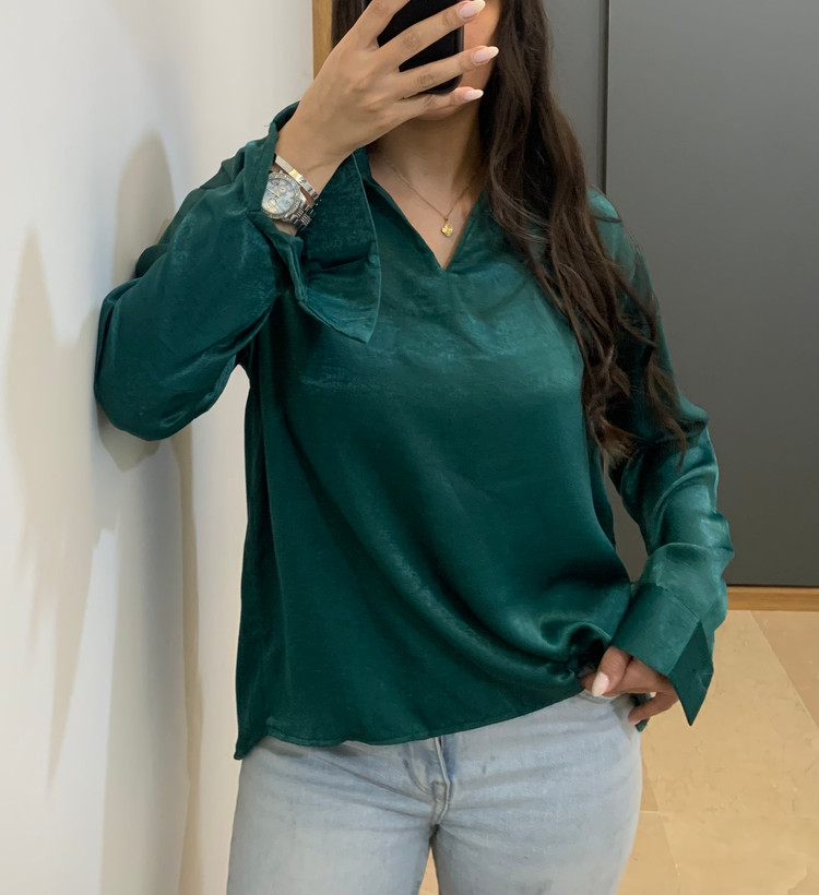شومیز زنانه سبز سیلک